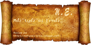 Mátyási Ernő névjegykártya